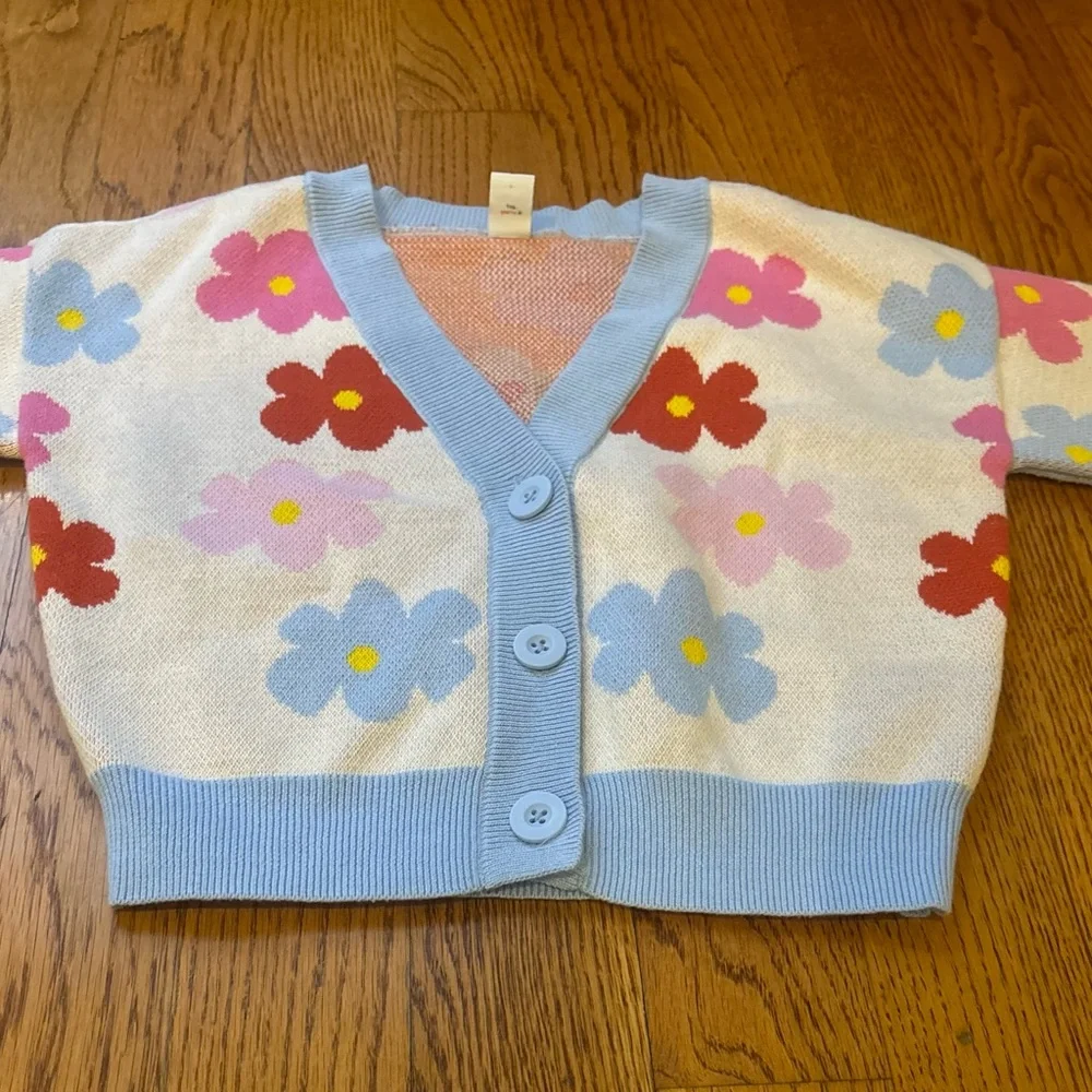 Old Navy Floral Kids Sweater - Blue, Red, Pink, Yellow Girls Size 6